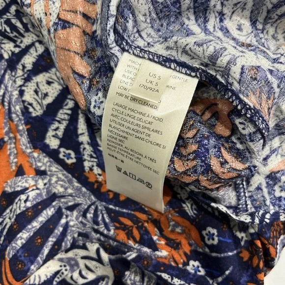 Anthropologie Maeve Cathy Size Small Pleated Blouse Monkey Print Botanical Boho - Picture 8 of 8